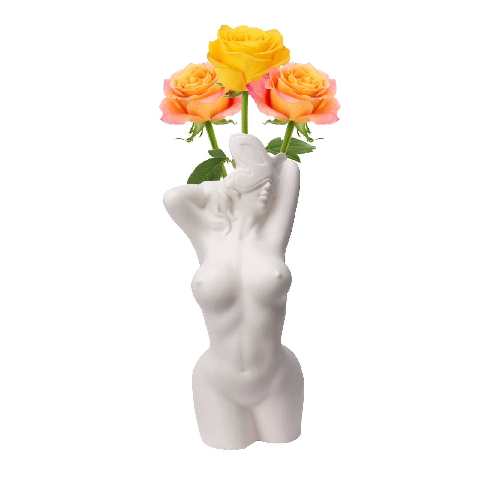 Amazon.co.jp: FQQWEE ホワイト セラミック 女性 フォーム ボディ 花器